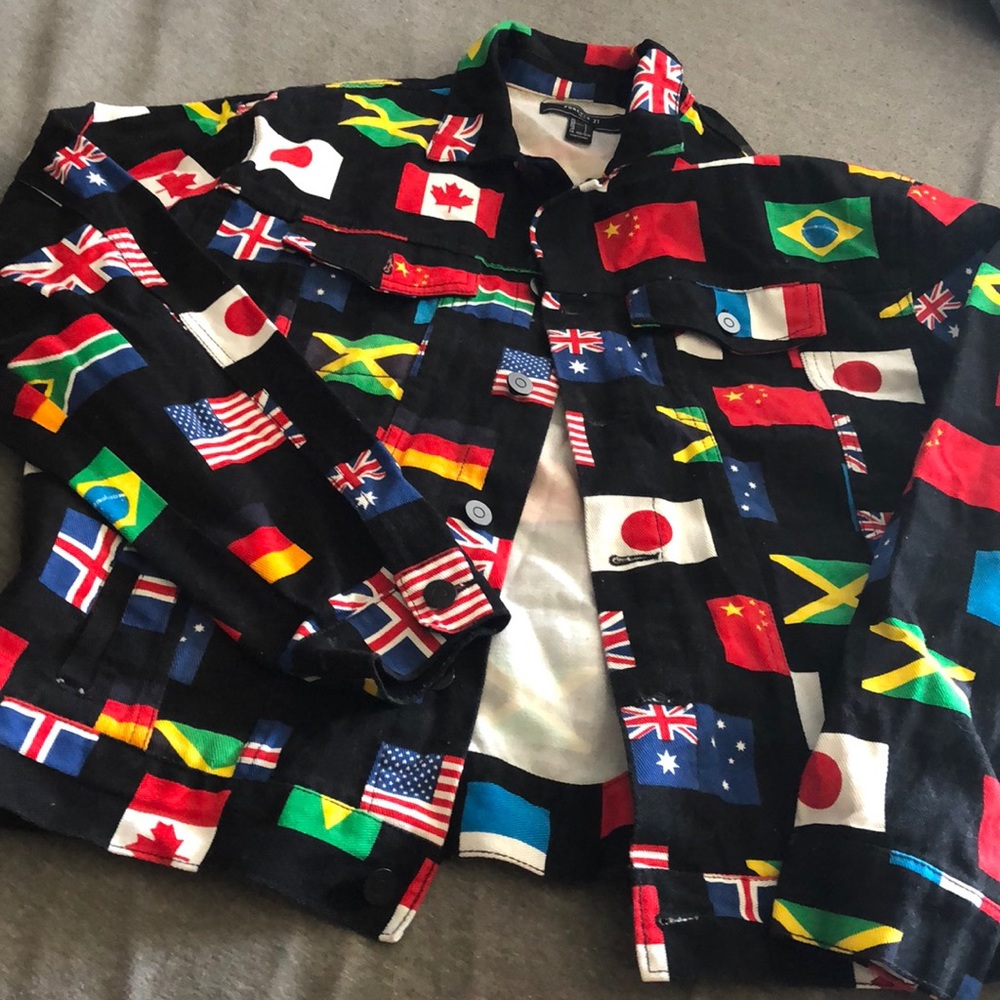 Black with flags Jean jacket